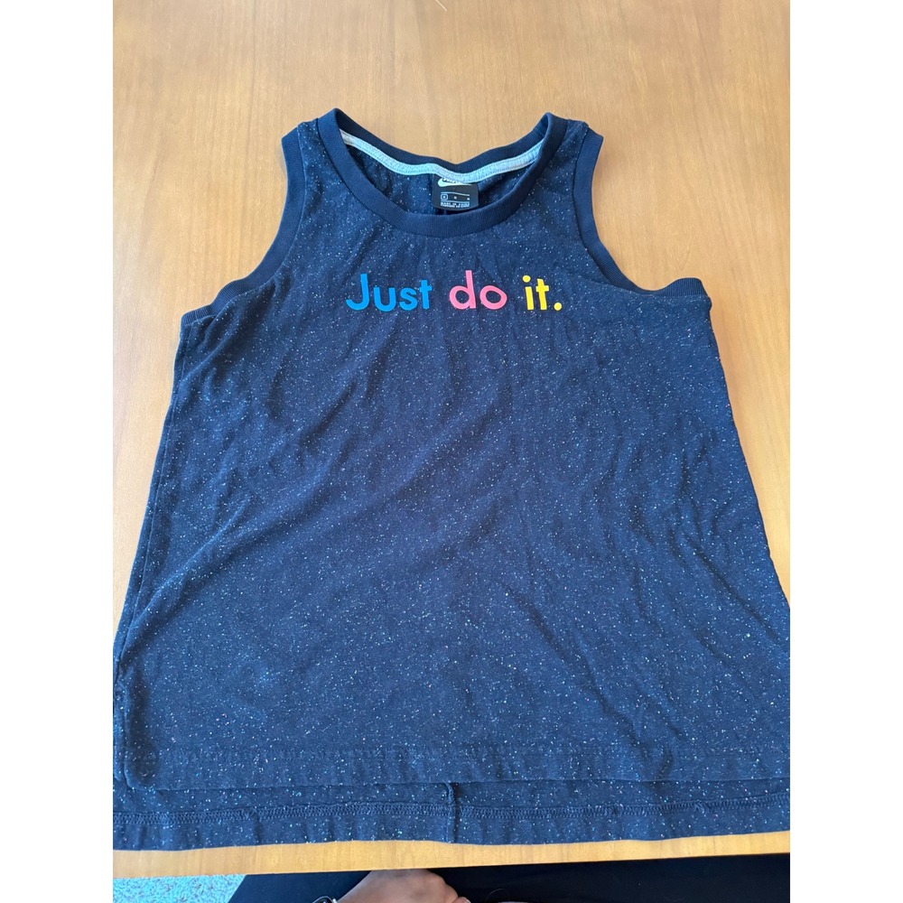 Nike‎ Just Do It Tank Top Black Confetti Sleeveless Athletic Shirt